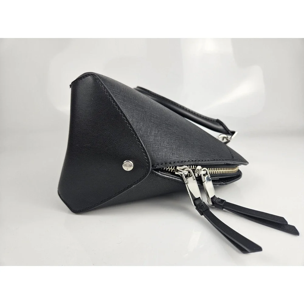 Calvin Klein Black Dome Satchel Handbag‎ Silver Hardware